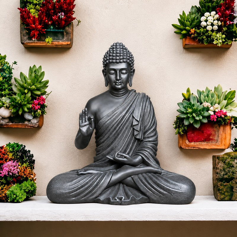 ShantiAura Buddha Marble Idol - Grey
