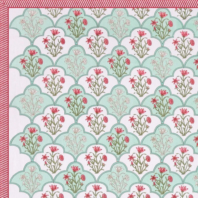 BlossomLine Cotton Table Cover - Green,Pink media 6