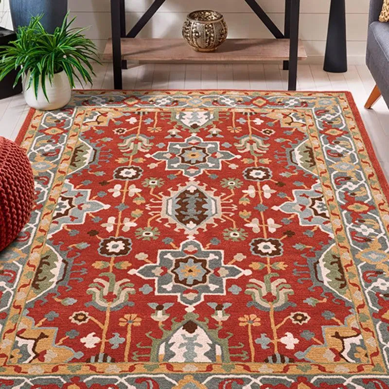 Nausicaa Hand Tufted Ethnic Wool & Nylon Carpet - Red media 8