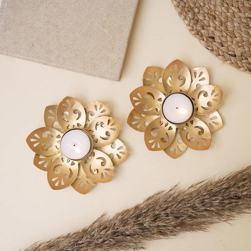 Naksha Phool Tealight Candle Holder - Set Of Two