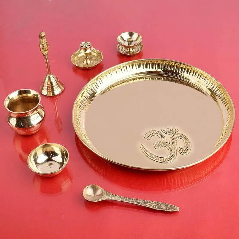 Om Brass Pooja Thali media 3