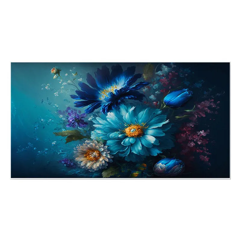 Midnight Blue Floral Canvas Wall Painting media 3