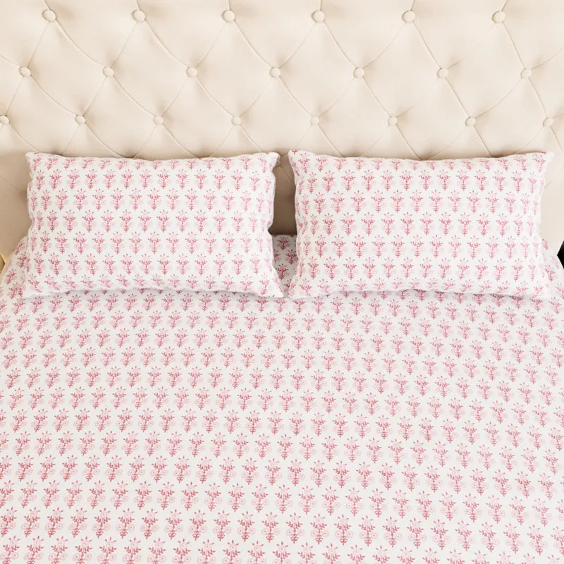 Bloom Ethnic Cotton Bedsheet (Pink) - 180 TC media 5