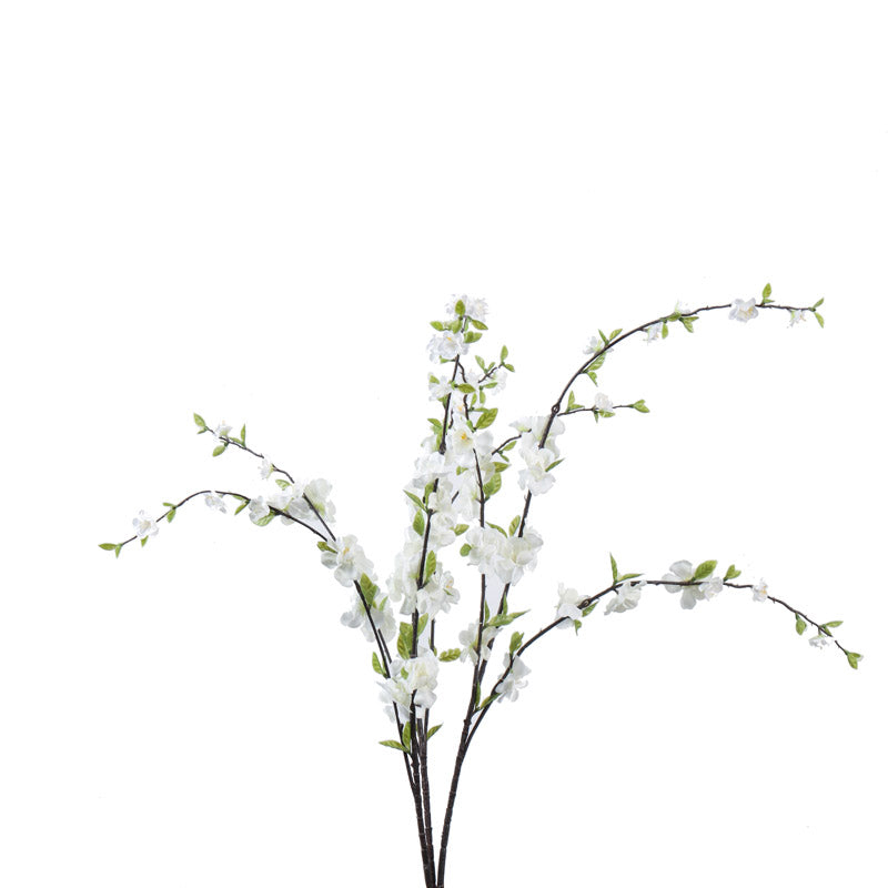 Artificial Realistic Cherry Blossom Flower Stick - White media 4