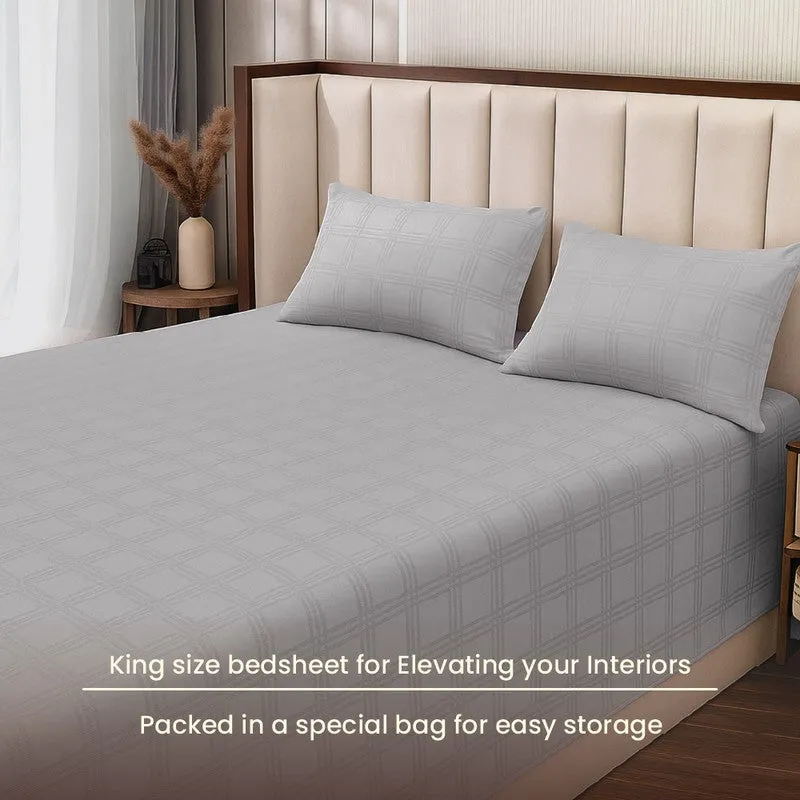 Urban Space MonoGrid Cotton Bedsheet (Grey) - 300 TC media 6