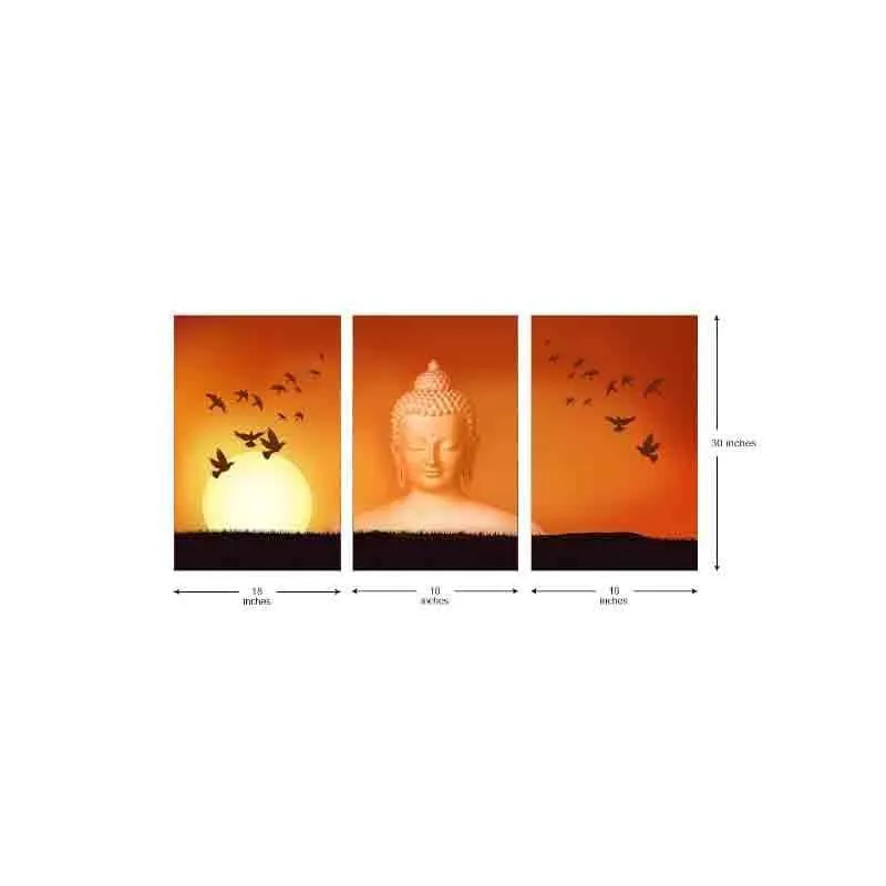 Solitude Buddha Panelled Canvas Wall Art - Three Piece Set media 8