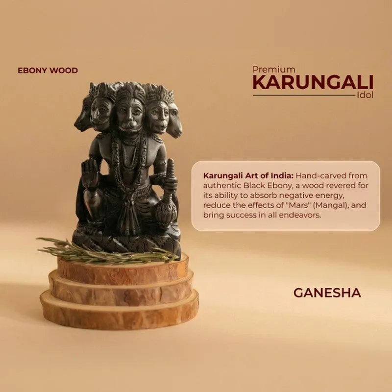 Panchmukhi Hanuman Ebony Wood Divine Idol media 7