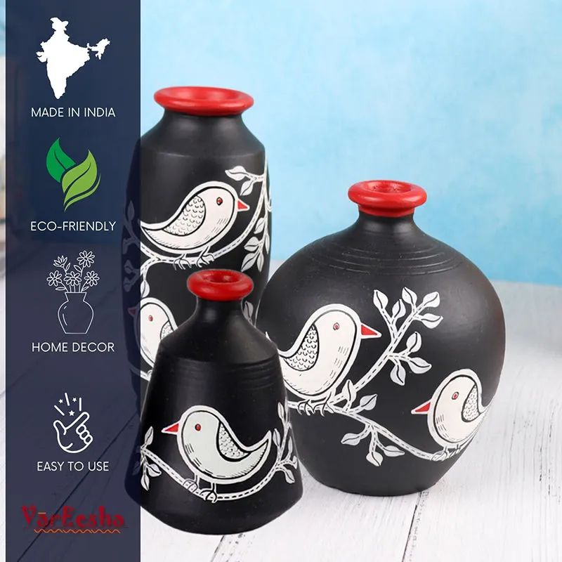 Neel Pakhi Handpainted Terracotta Vase - Set Of Three media 6