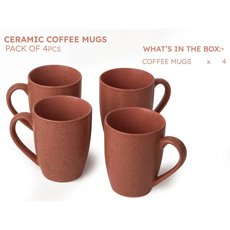 Sip & Style Ceramic Coffee Mug (Pastel Red/300 mL Each) - Set Of Four media 4