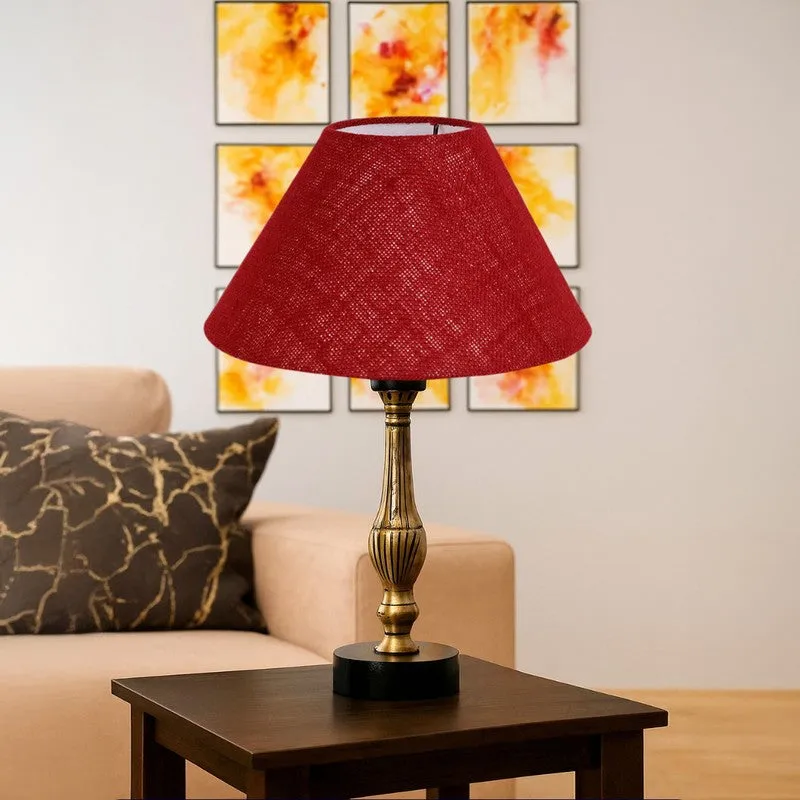 Aurelo Nivo Wooden Table Lamp - Maroon media 4