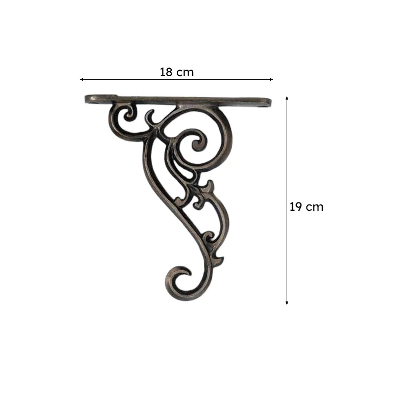 Single ornate copper wall bracket shown against a plain background