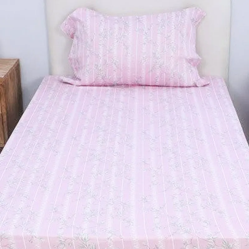 Grassy Flora Printed Cotton Bedsheet (Pink) - 200 TC media 4