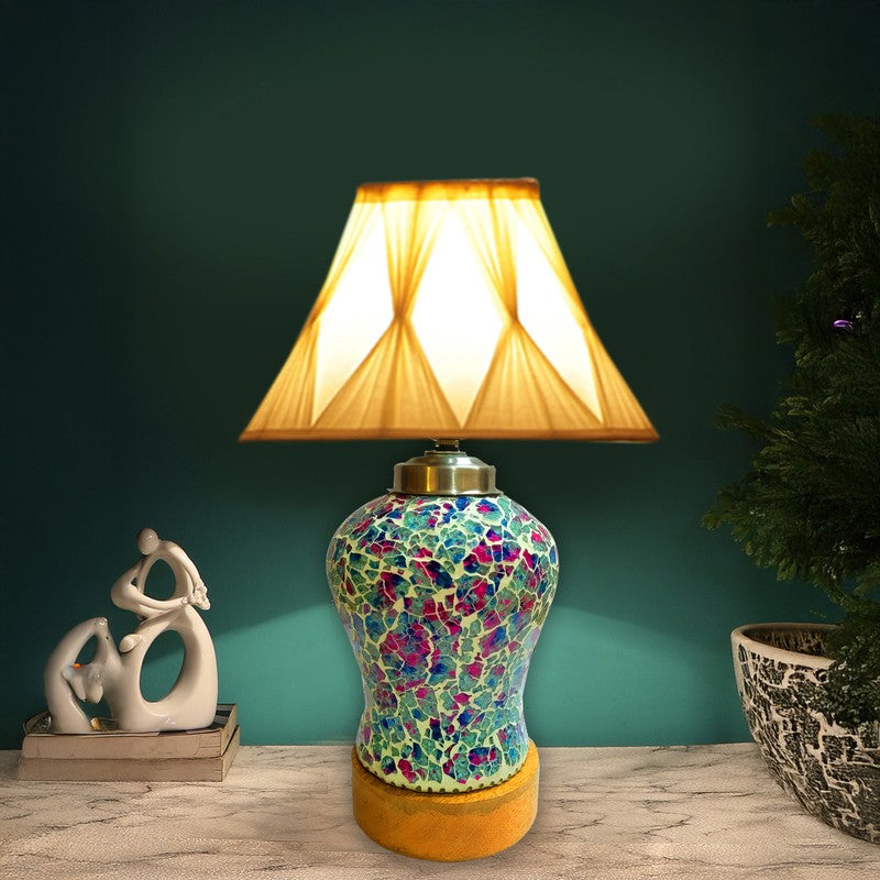 Floranisse Smocked Wooden Table Lamp - Multicolor