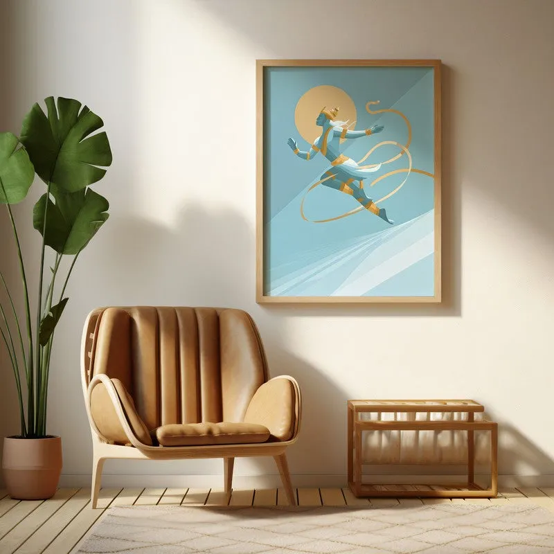 Powerful Sri Hanuman Archival Paper Wall Art - Natural Brown Frame media 1