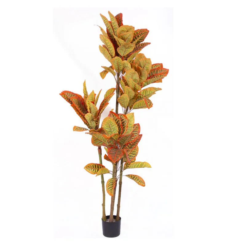 Enchanted Croton Artificial Plant With Black Plastic Pot media 4