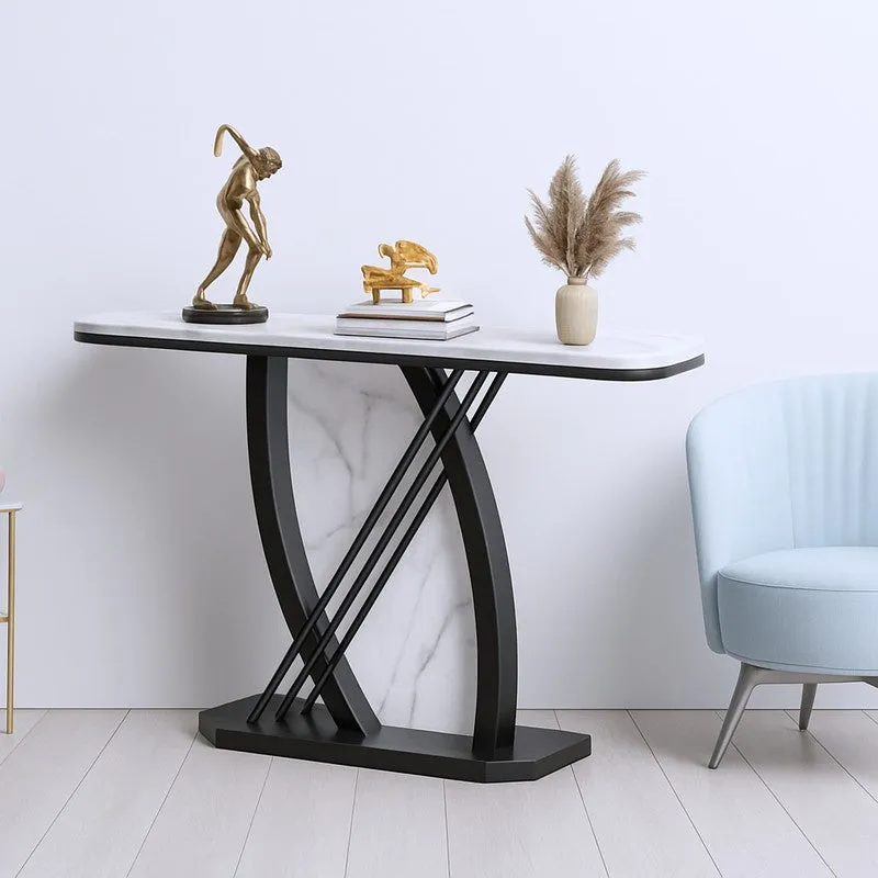 Dynamic Metal Console Table with Marble Top - Medium media 1