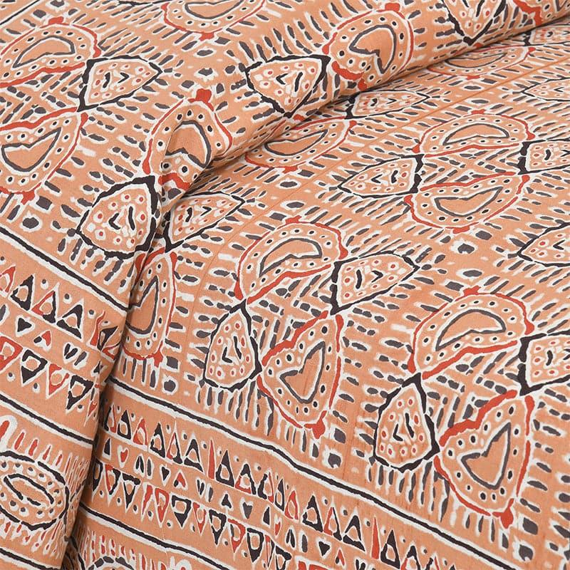 Seijun Mural Cotton Bedsheet (Orange) - 180 TC media 4