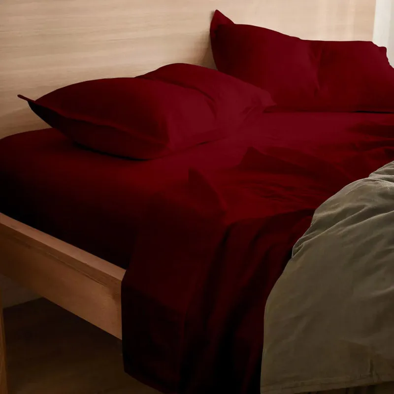 Sofia 100% Cotton Satin Weave Solid Bedsheet - Maroon - 400 TC media 3