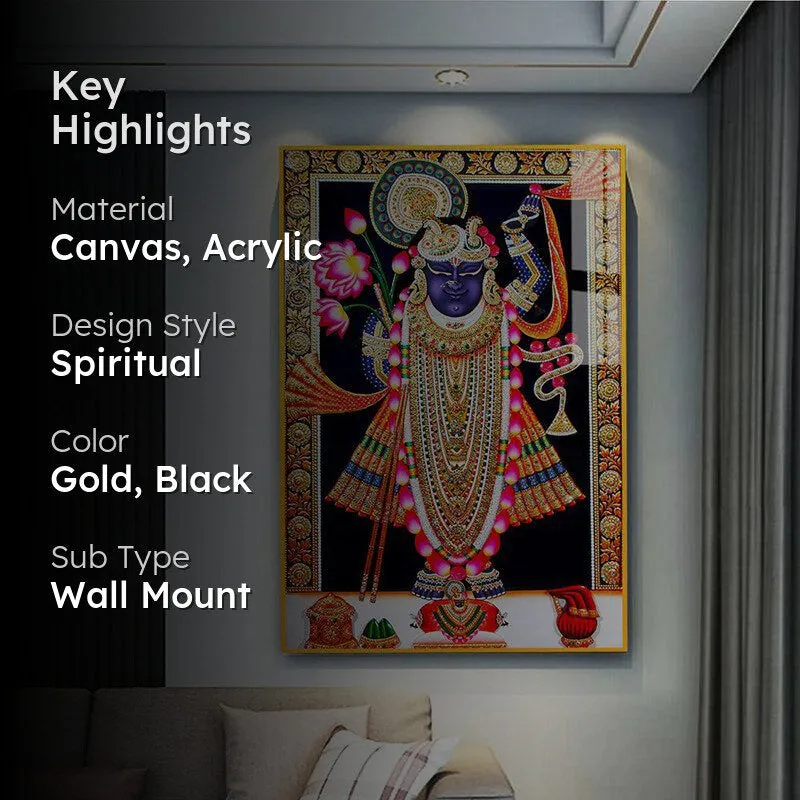 Vandhe Mukunda Spiritual Canvas Wall Art With Frame - Gold media 2