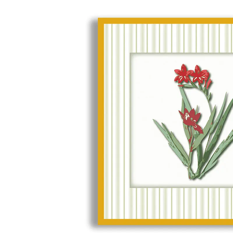 Stems & Scarlet Wall Art with Gold Frame media 5