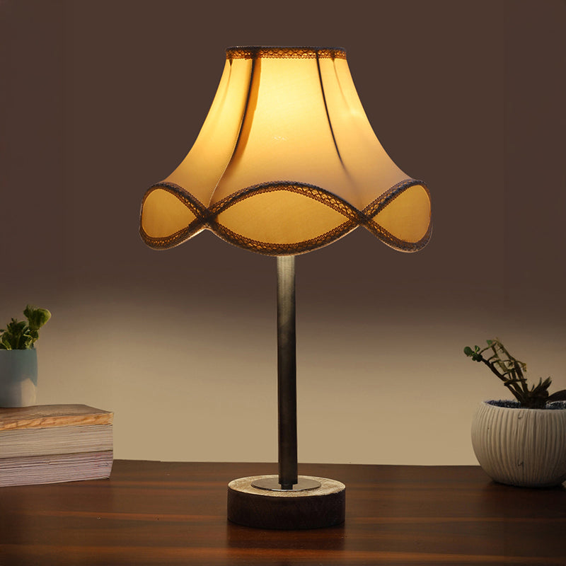 Valencia Arc Rodin Wooden Table Lamp - OffWhite,Silver,White