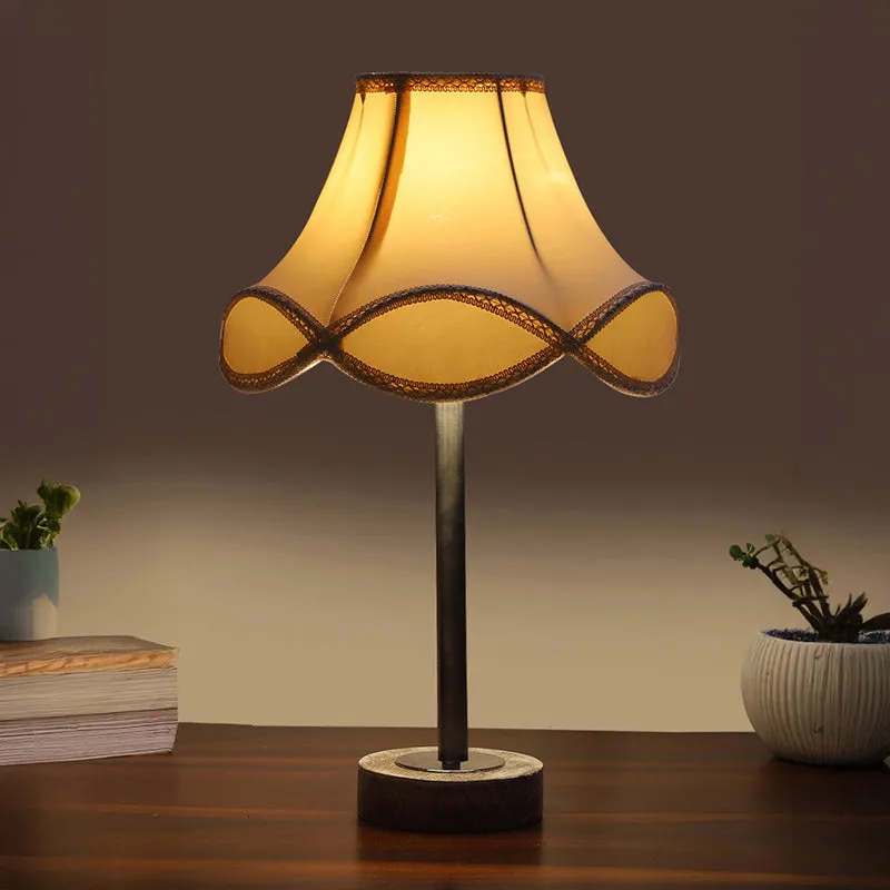 Valencia Arc Rodin Wooden Table Lamp - OffWhite,Silver,White media 1