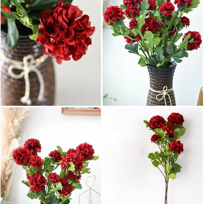 Rosvian Plastic Artificial Flower (Maroon) - Set Of Two media 6