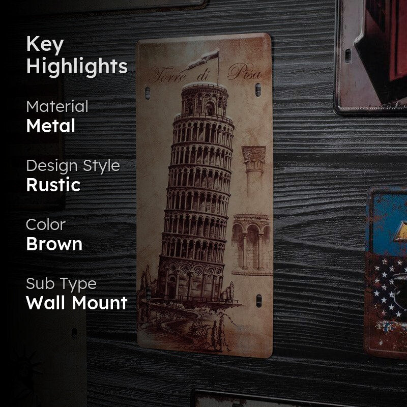 Leaning Tower Of Pisa Metal Wall Accent media 2