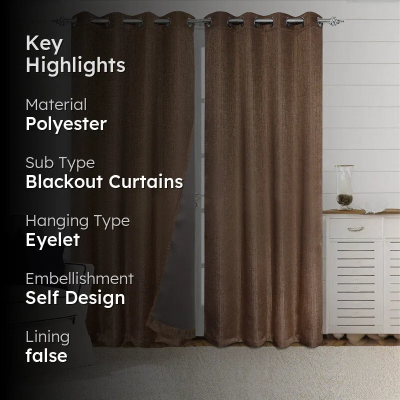 Saral Home Auriel Blackout Curtain (Brown) - Set Of Two media 2