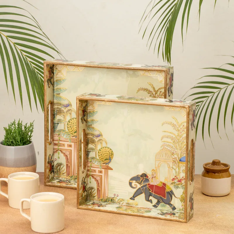 Raj Gaj Square Serving Tray - Set Of Two media 3