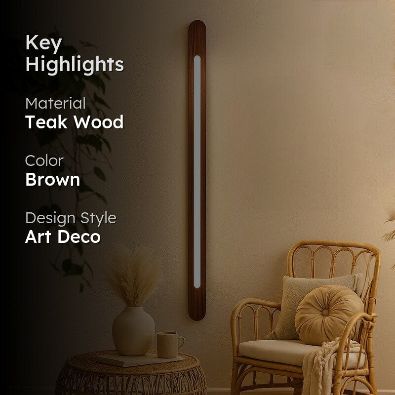 Slim Line Teak Wood LED Wall Lamp media 2