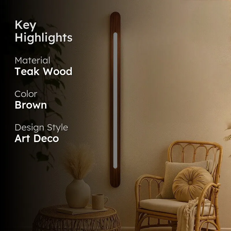 Slim Line Teak Wood LED Wall Lamp media 2