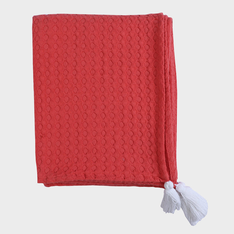 Tender Loom Knitted Cotton Throw - Red media 5