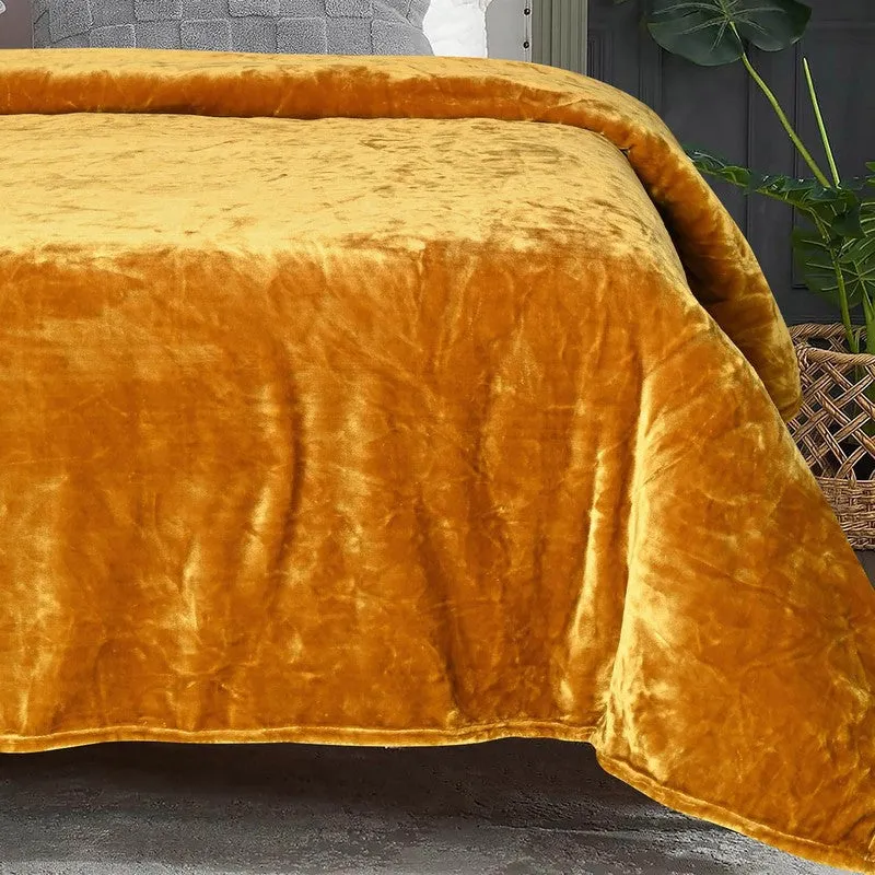 Sarva Polyester Solid Blanket - Yellow media 3