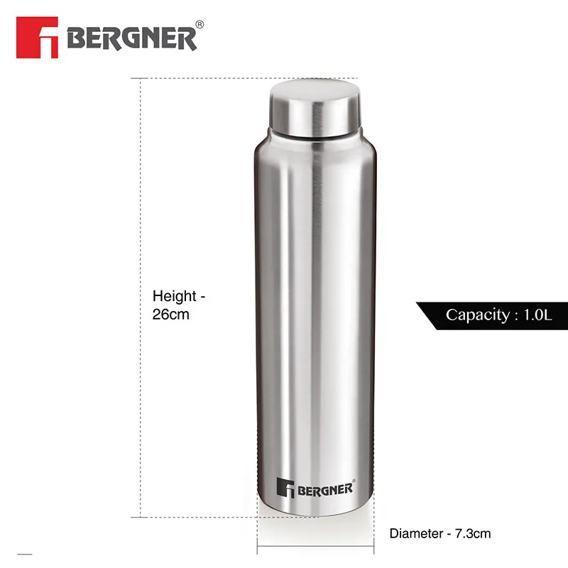 Bergner Aqua Lock Silver Leakproof Stainless Steel Bottle (1000 mL Each) - Set Of Three media 9
