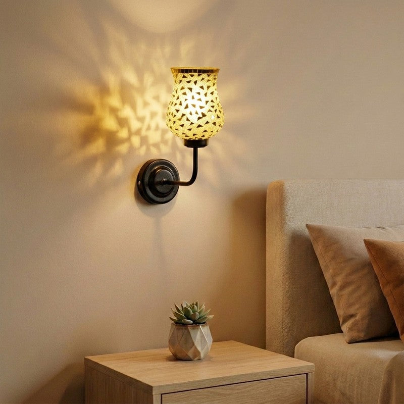 Mirror Mosaic Arc Glass Wall Lamp