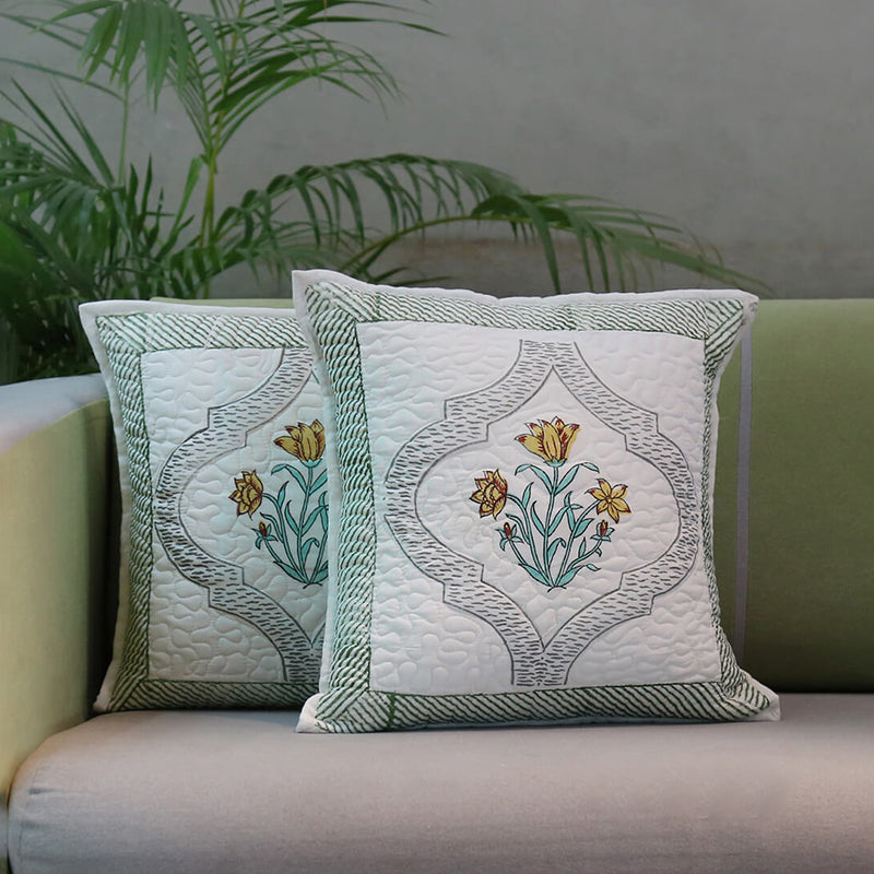 India Jaipuri Printed Cotton Cushion Cover - Set Of Two