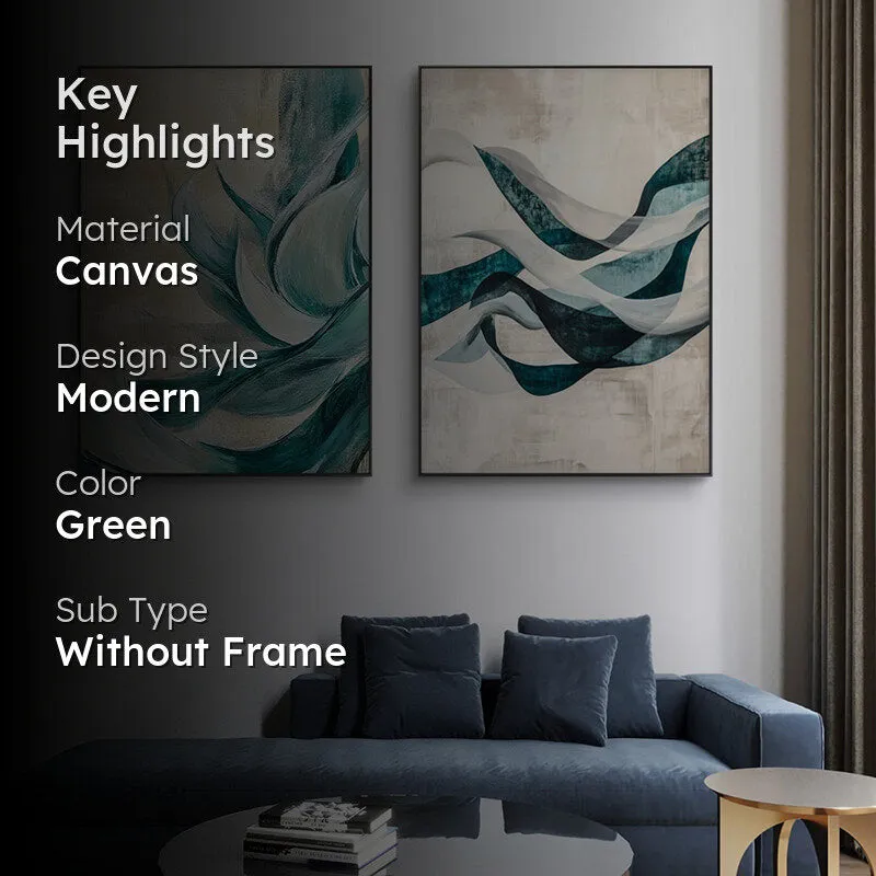 Curves Of Blue Wall Painting - Set Of Two media 2