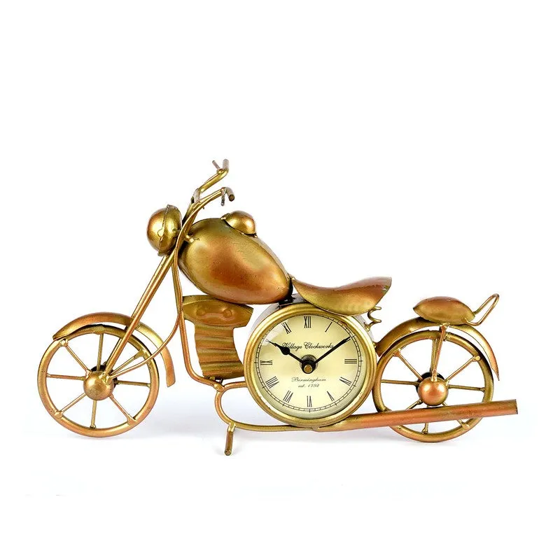 Artistic Bike Theme Accent Metal Table Clock media 3
