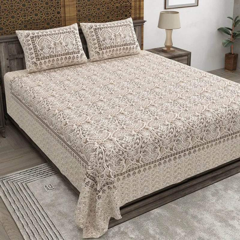 Craftar Cotton Bedsheet (Beige) - 240 TC media 1