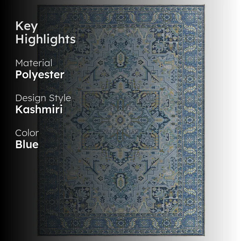 Noah Ethnic Polyester Carpet - Sky Blue media 2