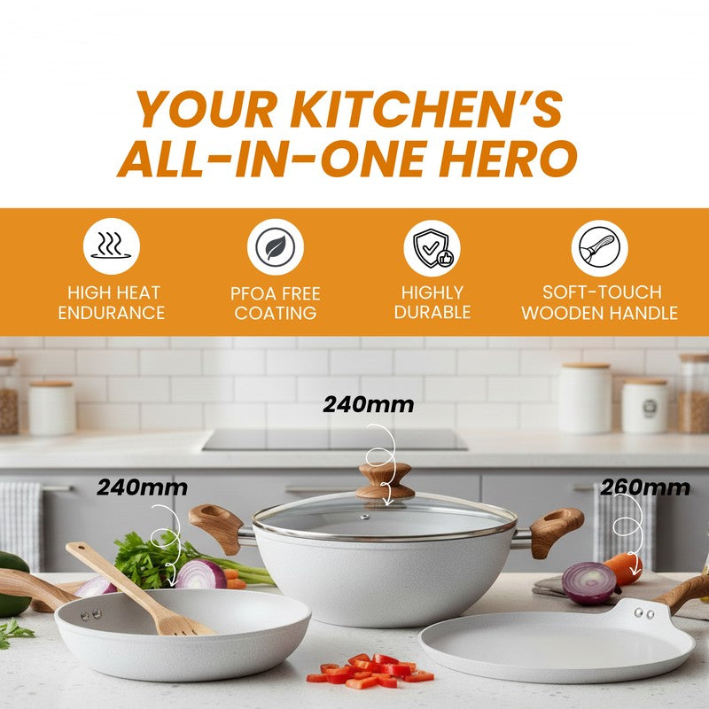 Salford Non Stick Cookware Set (White) - Three Piece Set media 8