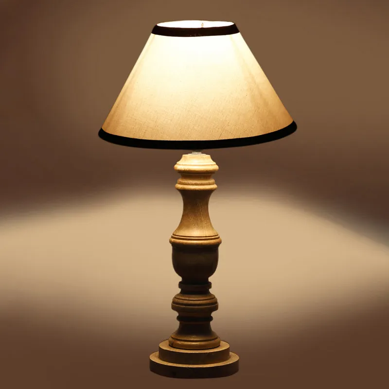 Cotin II Stripe Carve Wooden Table Lamp - White,Brown media 5