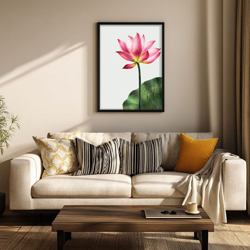Painted Lotus Archival Paper Wall Art With Frame