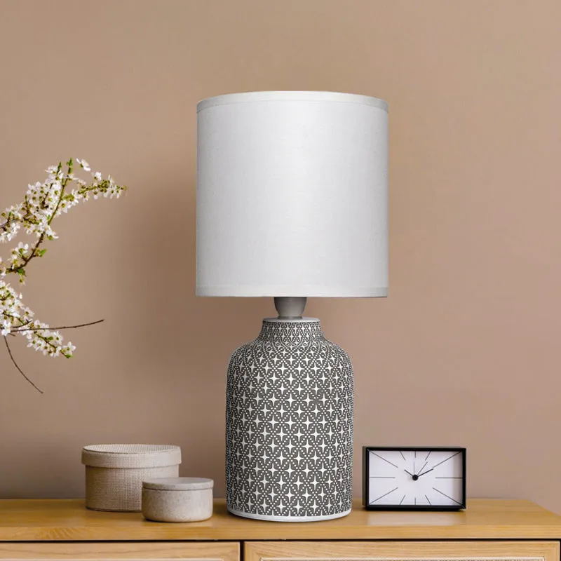 Moroccan Hue Concrete LED Fabric Table Lamp - White,Grey media 2