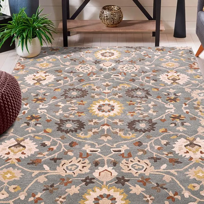 Erinyes Hand Tufted Ethnic Wool & Nylon Carpet - Grey media 6