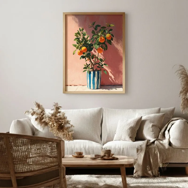 Orange Serenade Canvas Wall Painting - Brown Frame media 1