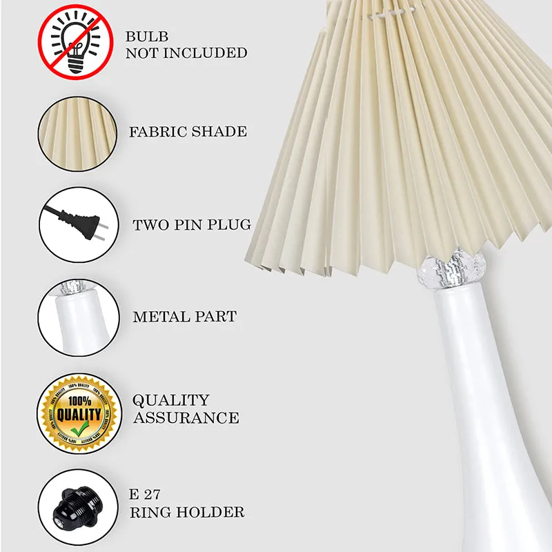Aneiro French Pleat Metal Table Lamp - Ivory,White media 4