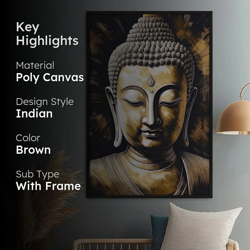Golden Serenity Wall Painting With Frame media 2