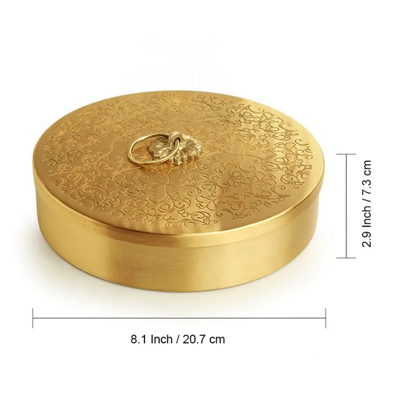 Shahi Rasoi Engraved Brass Roti Box media 8
